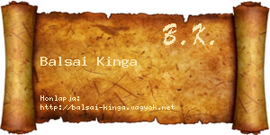 Balsai Kinga névjegykártya